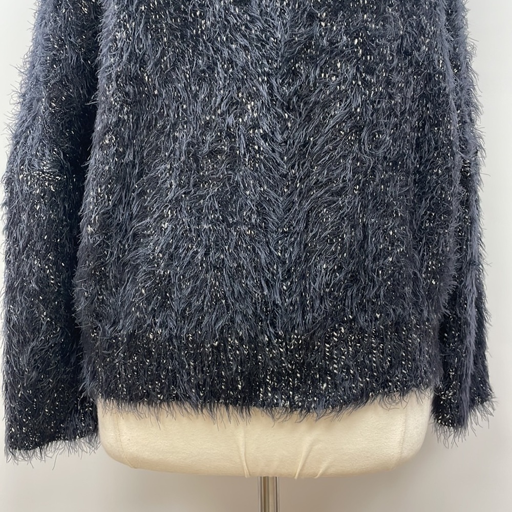Express Chunky Eyelash Knit Boatneck Slouchy Sweater Cozy Business Black Small - Picture 3 of 9